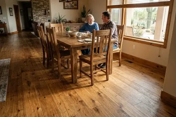 Engineered hardwood flooring installed in an elegant Arizona dining room